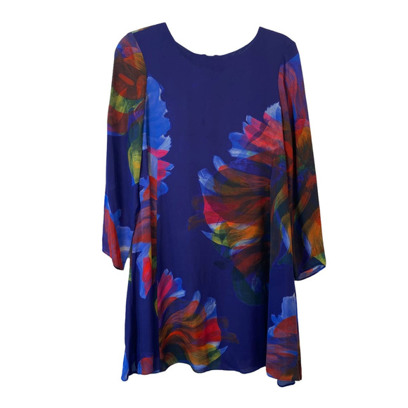 Anthropologie Leifsdottir Women's S Watercolor Silk Colorful Floral  Mini Dress - Picture 2 of 6